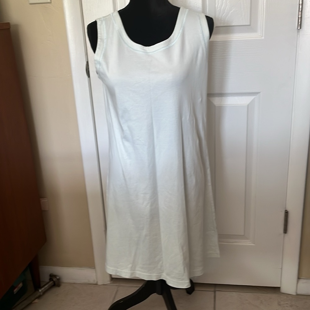 P Jamas Butterknit sleeveless knee length nightgown baby blue 100%pima cotton LG